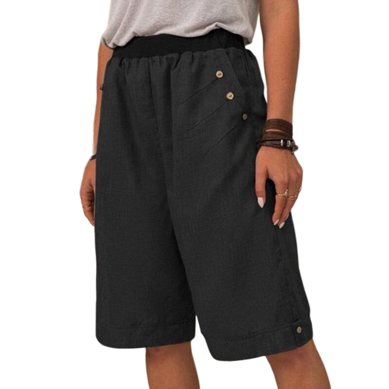 Ensfarget shorts med rette ben for damer