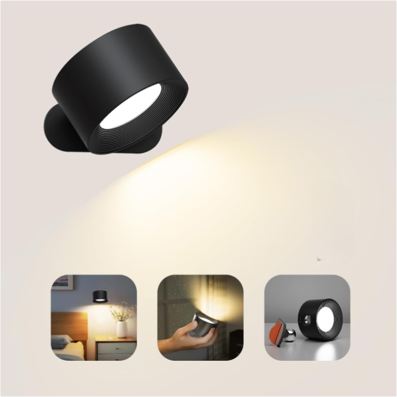 Ledsen™ RotatingLamp 1+1 GRATIS: Roterende Trådløs LED Vegg Lampe