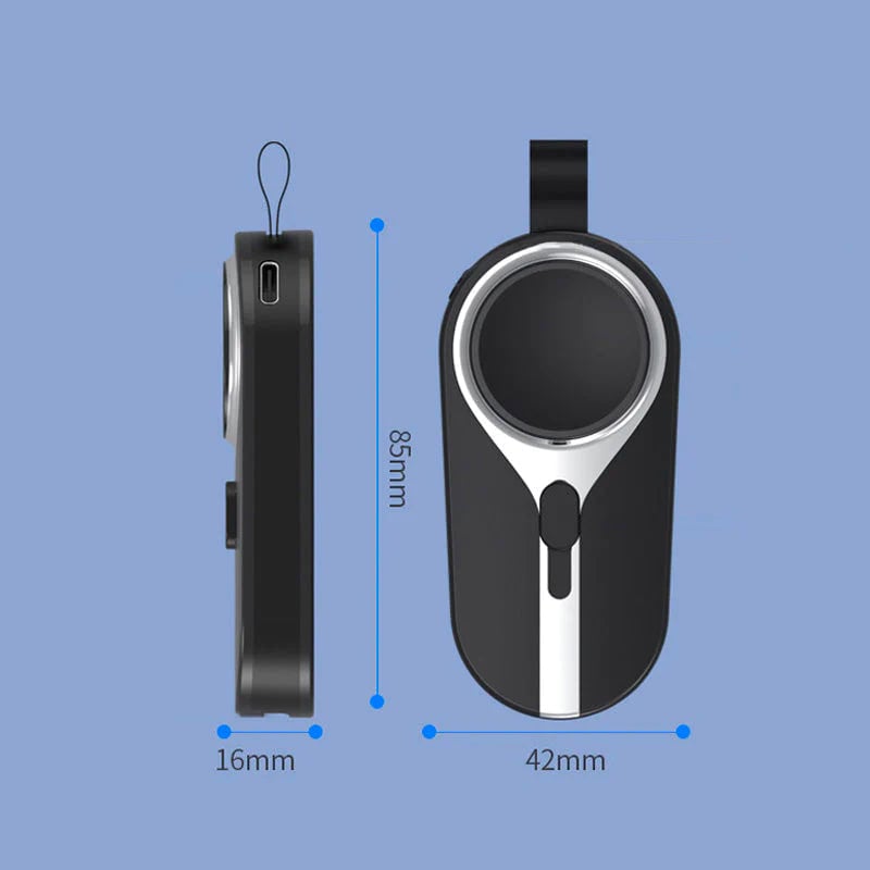 KeyPact Duo 2 - i - 1 Mini Powerbank med Klokkelader – 2000mAh, Type - C & Lightning, Robust med Karabinkrok - NordHjem