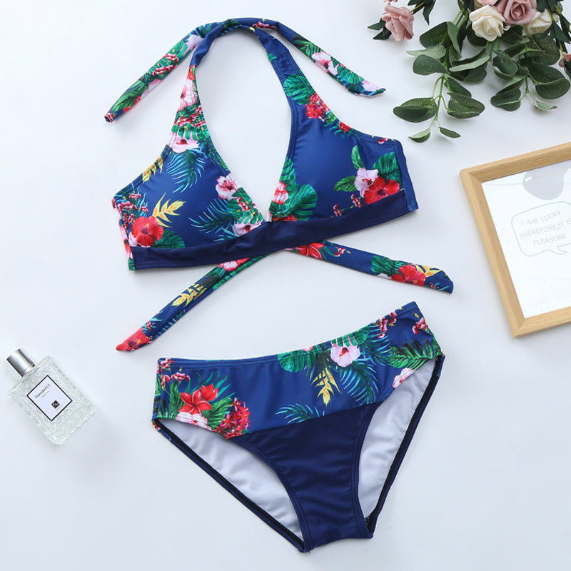 Bikinisett med blomstertrykk