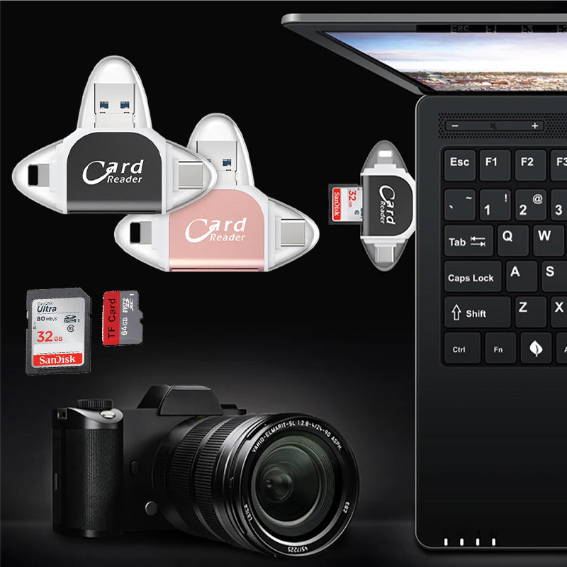 Multi-port 4-i-1 universal SD TF-kortlæser med flere porte