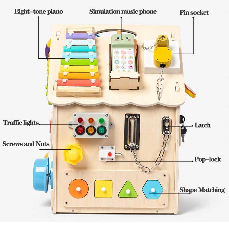 Kletshuts™ BusyHouse: Multifunksjonell Montessori Tre Opptatt Hus