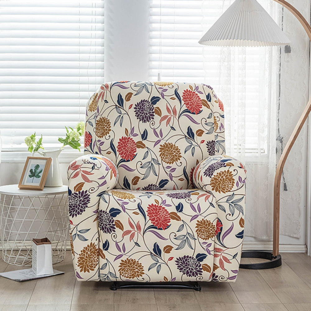 Trekk til reclinerstol med blomstermotiv