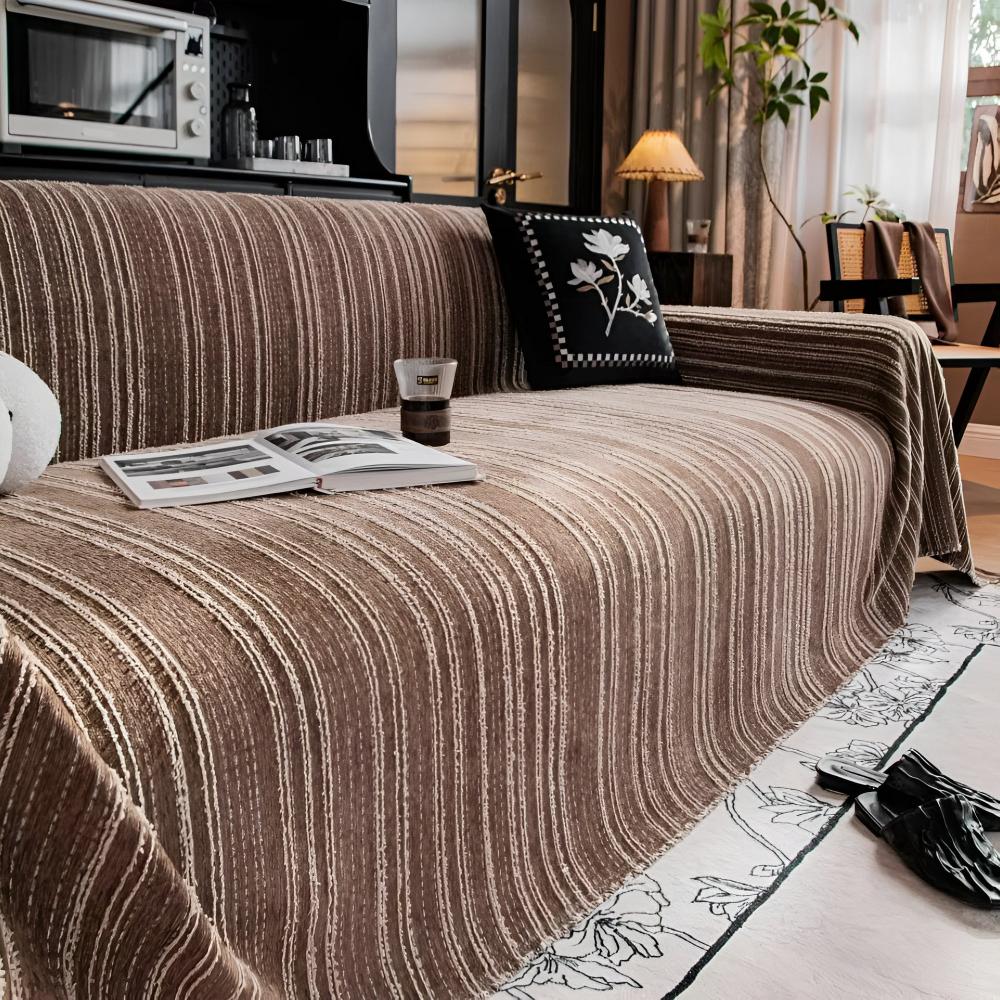Elegant stripete sofatrekk i chenille