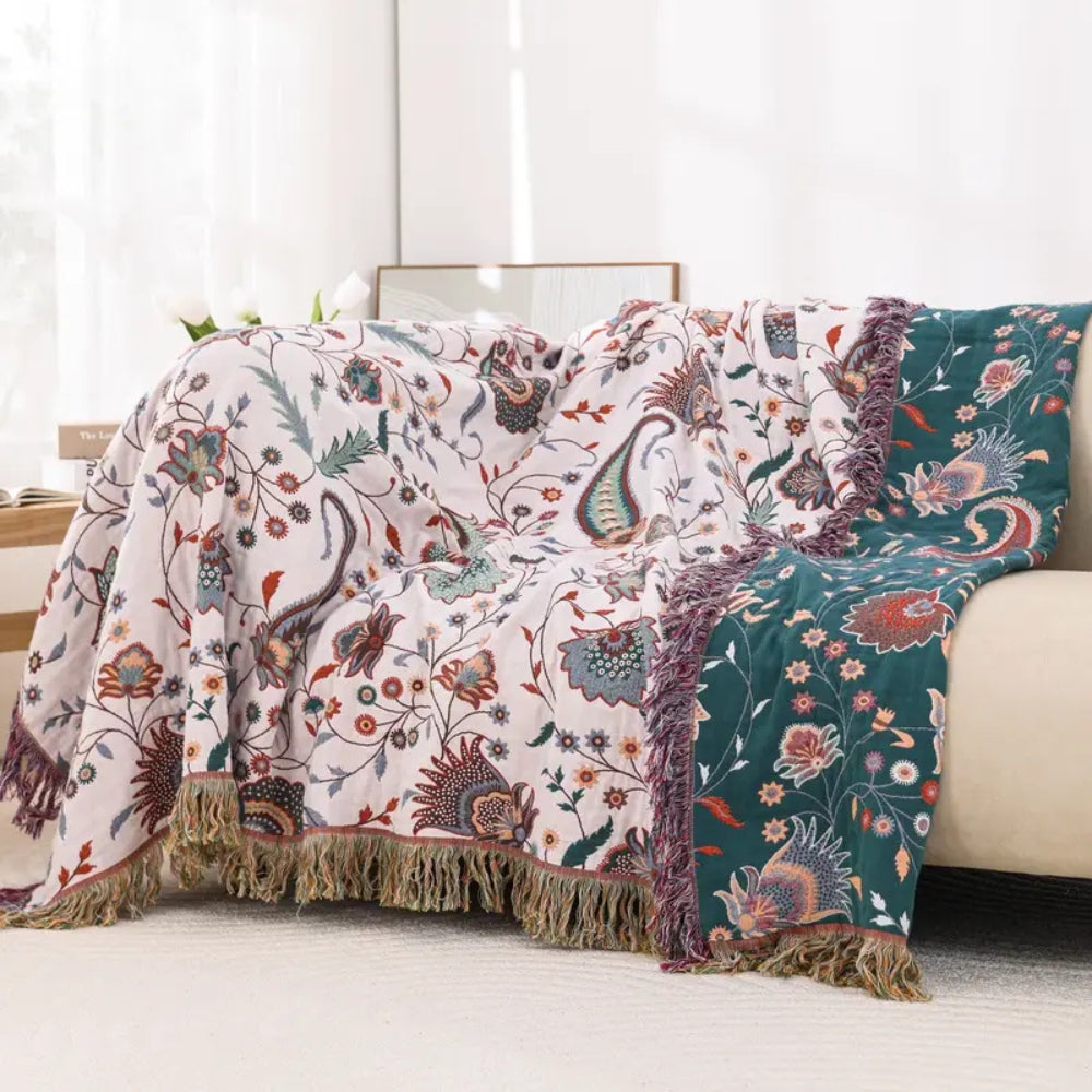 Liora vendbart mykt bomullspledd i vintagestil – 59"x79"