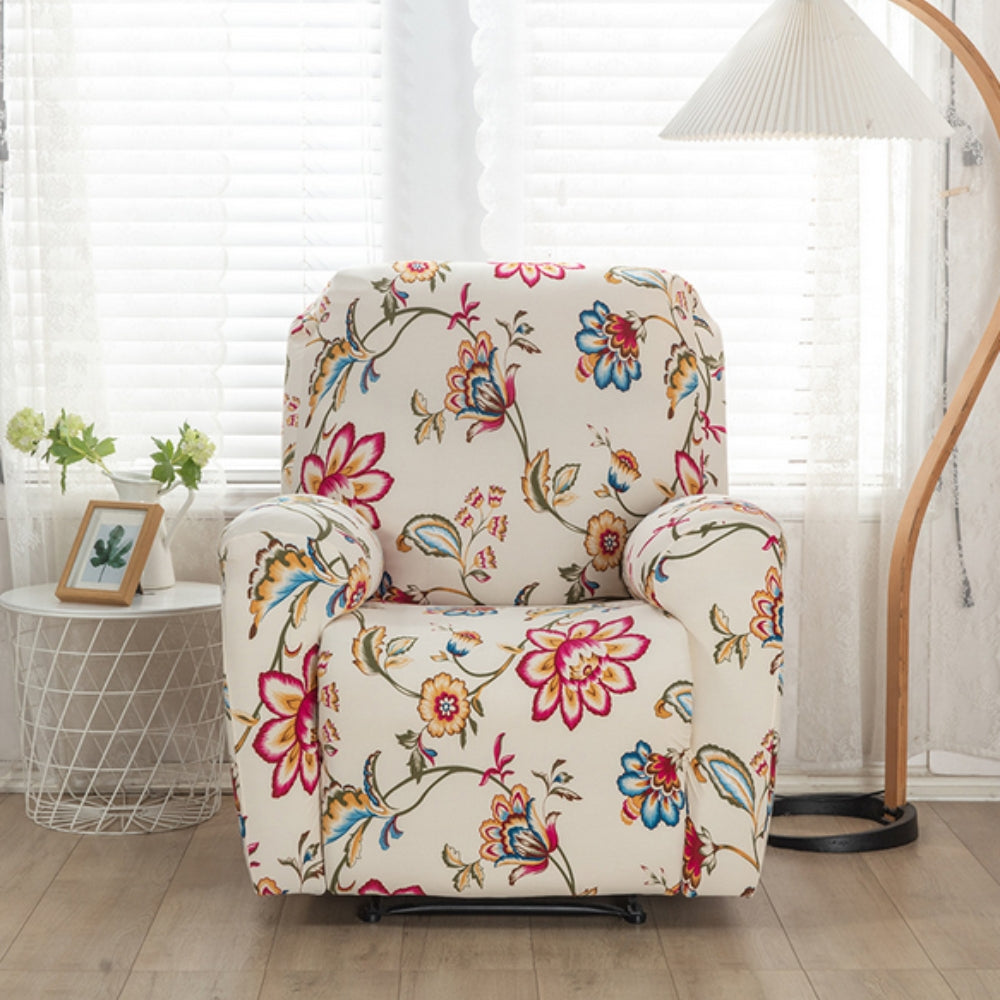 Trekk til reclinerstol med blomstermotiv