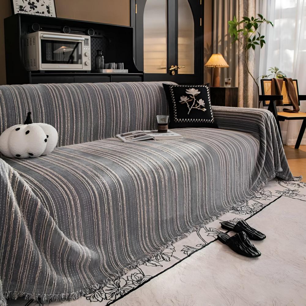 Elegant stripete sofatrekk i chenille