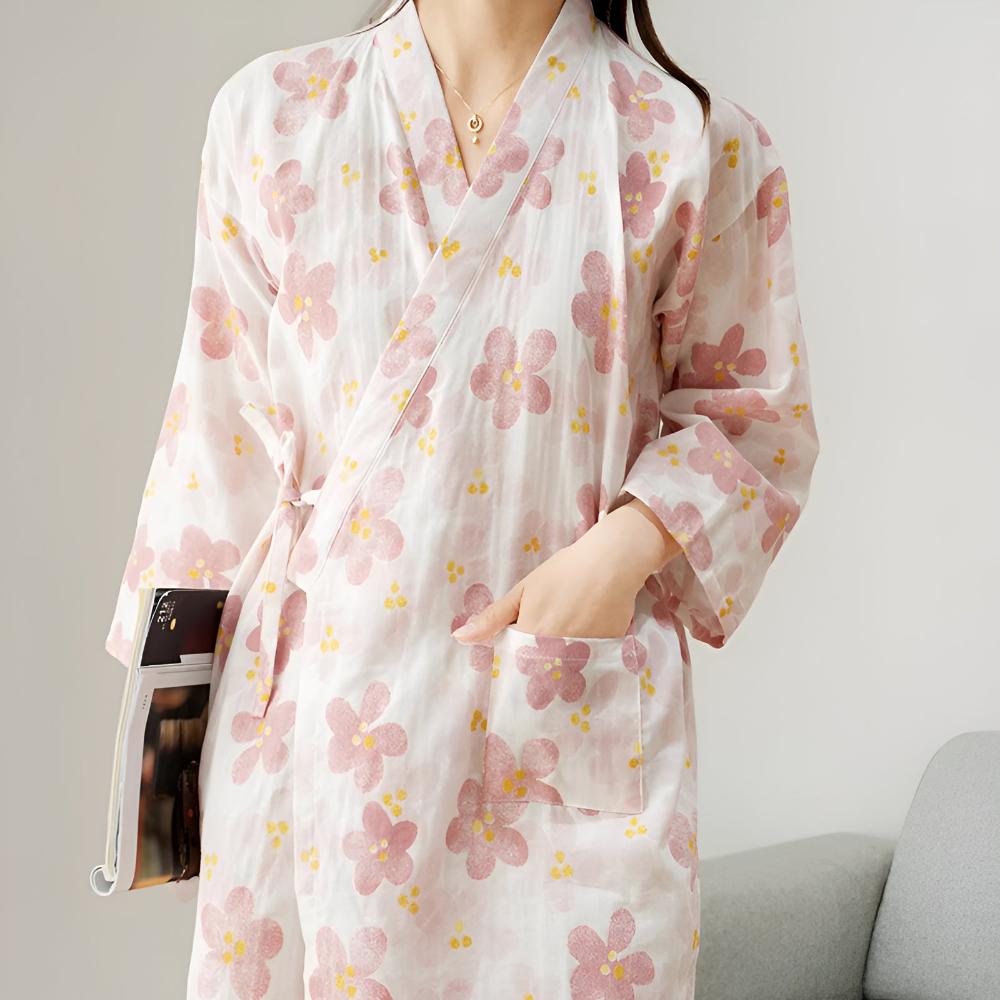 Badekåpe i bomull med blomstermønster til dame – Blossom Petals Print