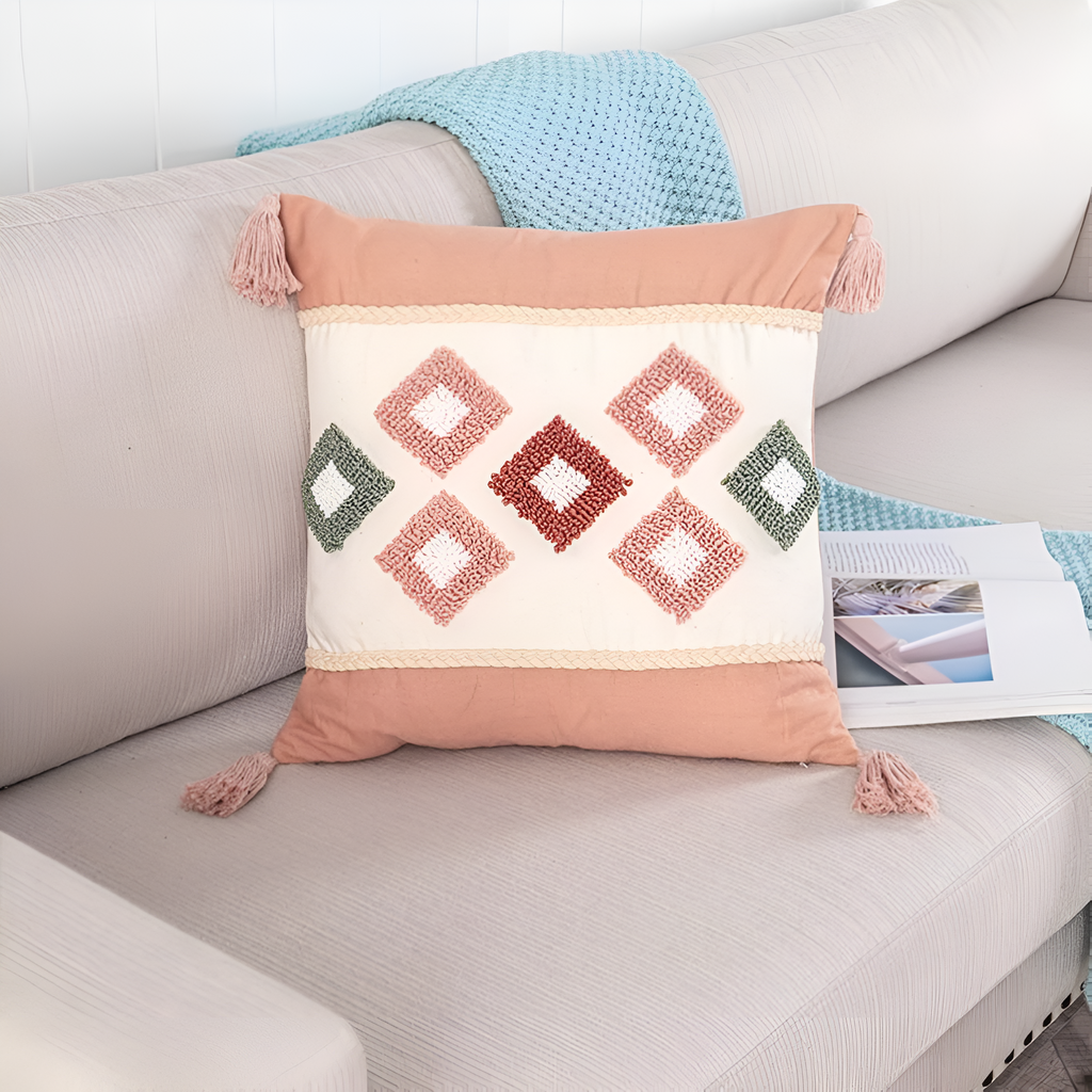 Tuftet brodert boho-putetrekk