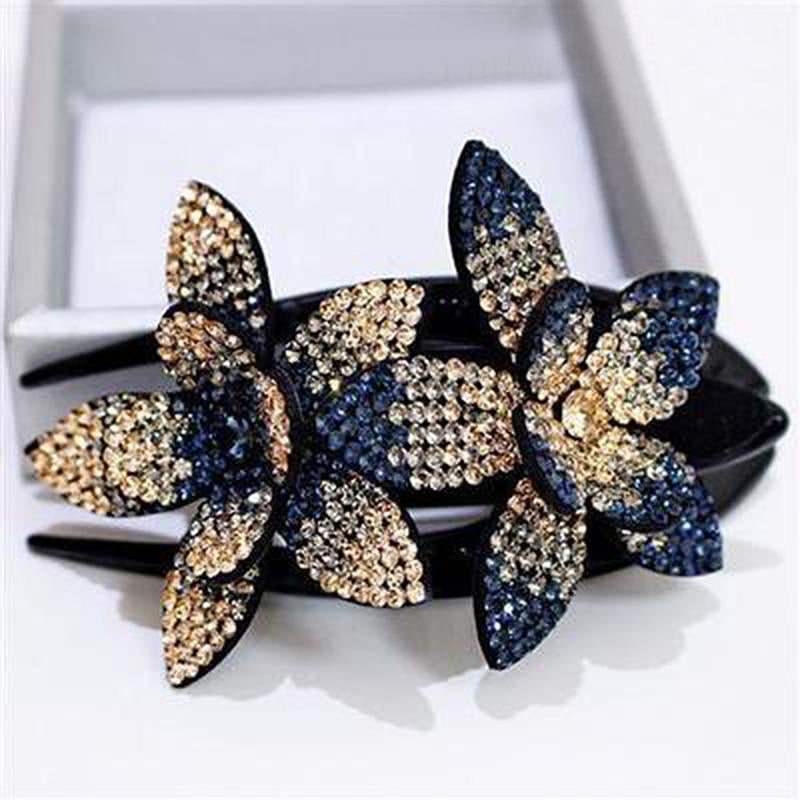 Rhinestone Double Flower Hårklemme