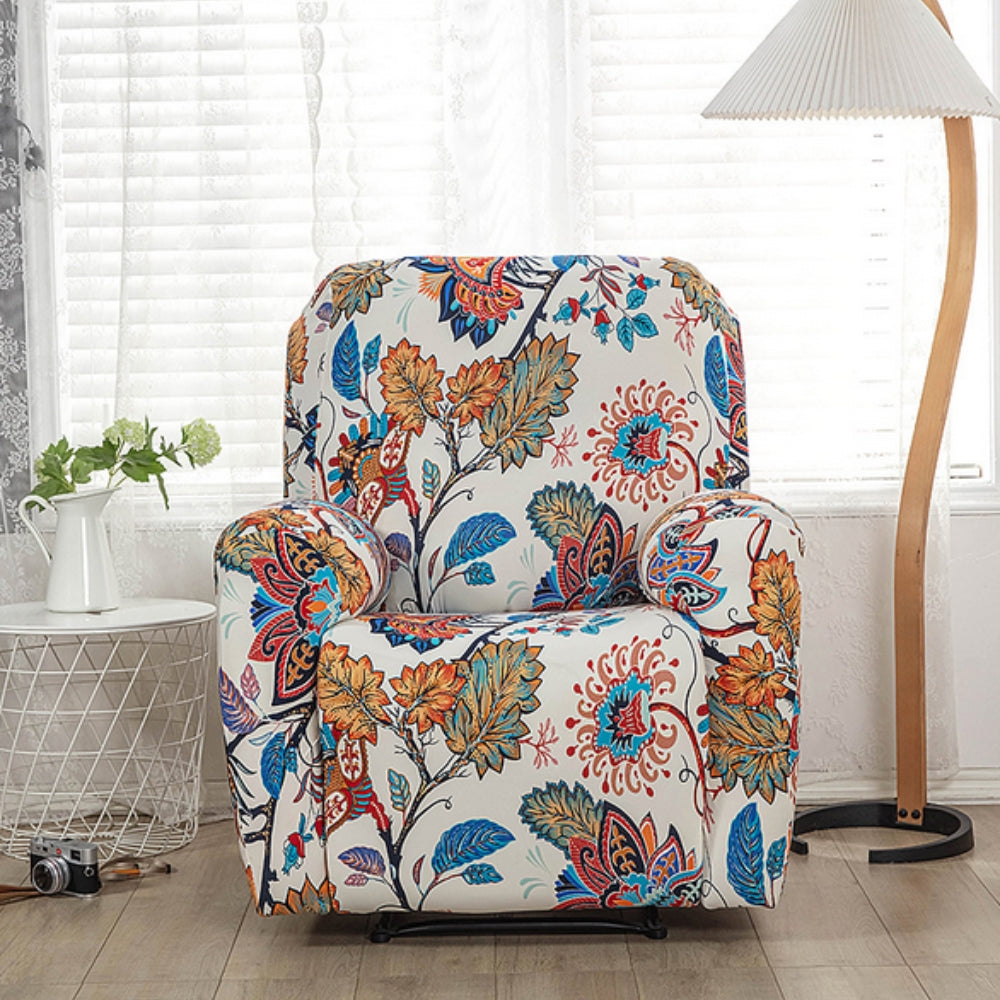 Trekk til reclinerstol med blomstermotiv