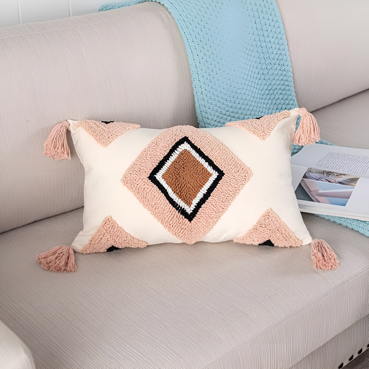 Tuftet brodert boho-putetrekk