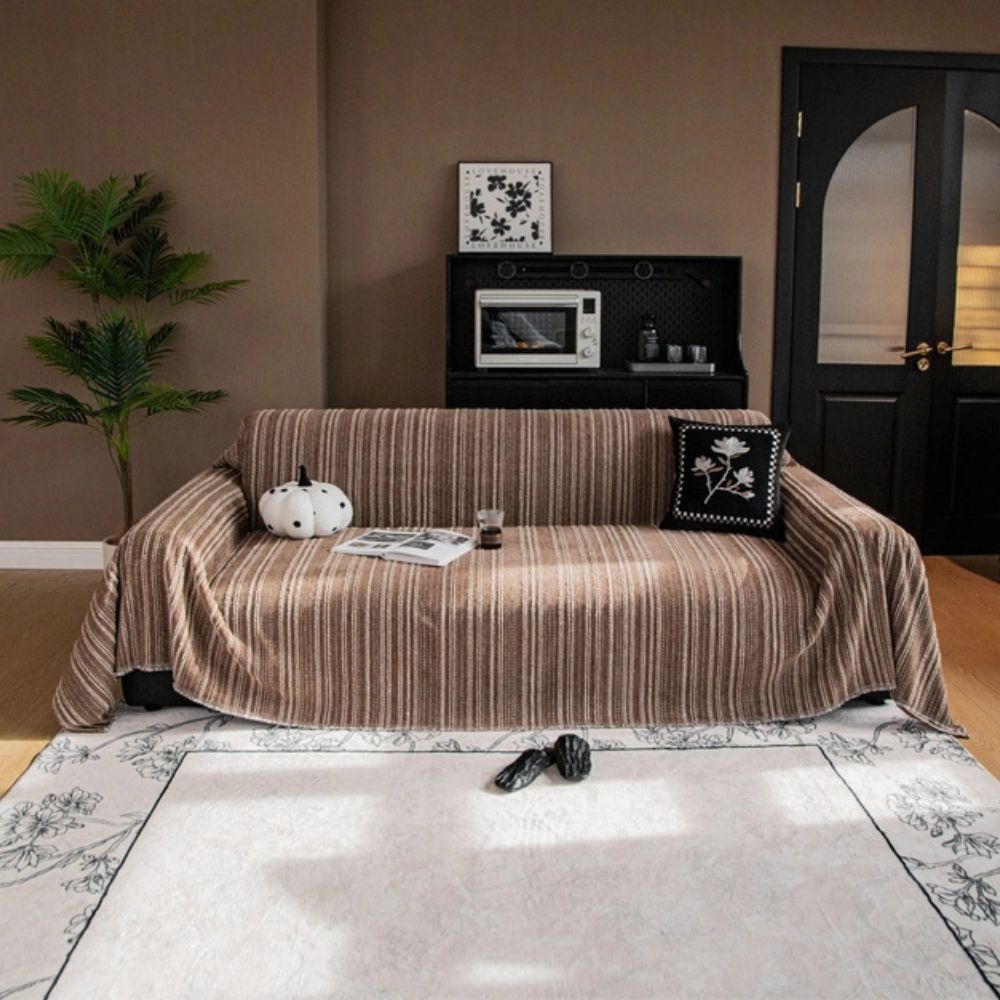 Elegant stripete sofatrekk i chenille