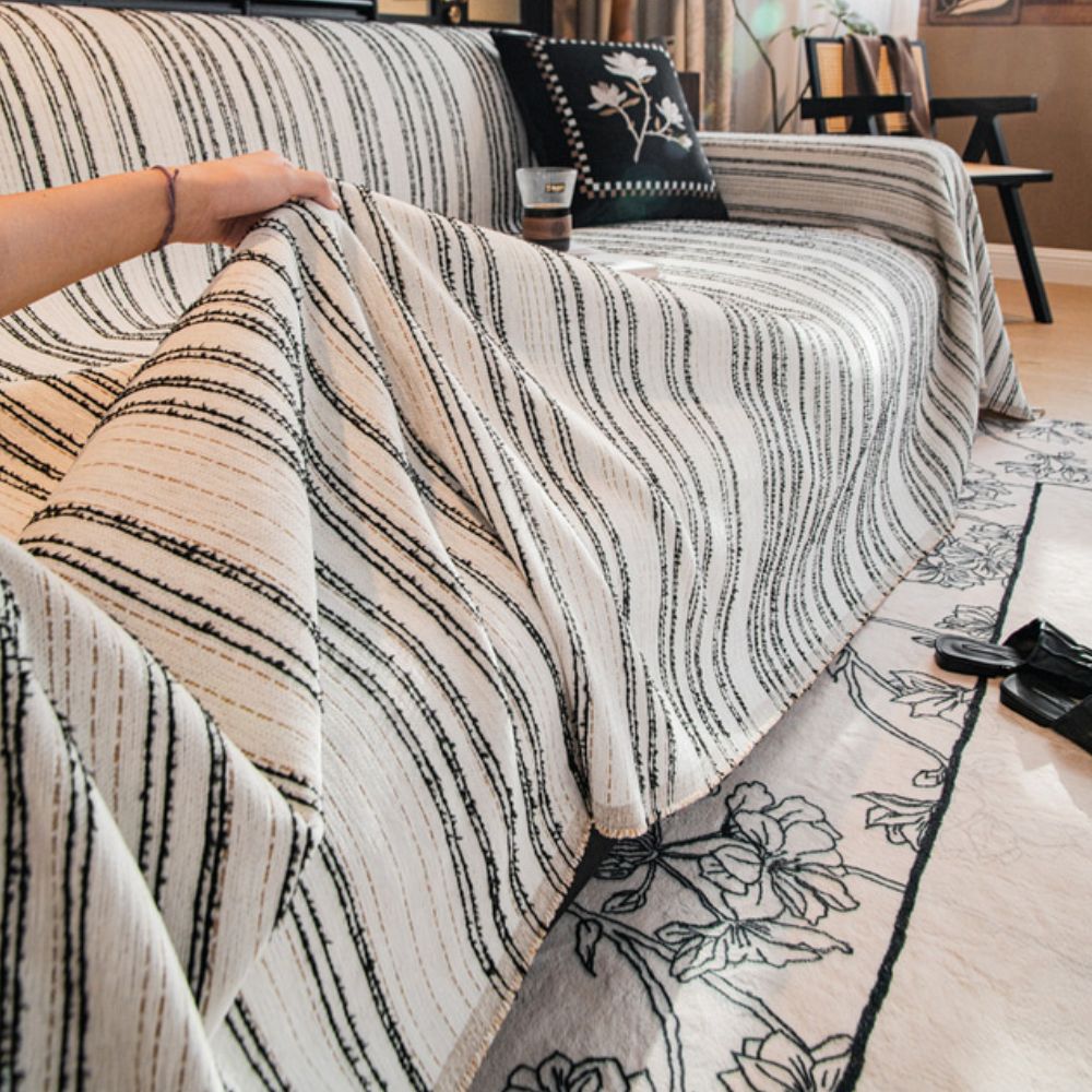 Elegant stripete sofatrekk i chenille