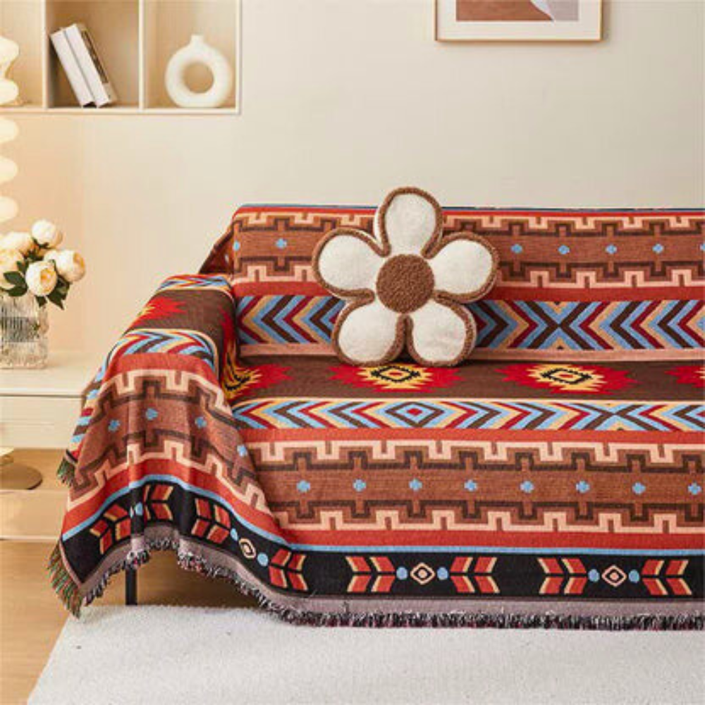 Sofatrekk med geometrisk boho-mønster – 71"x51"