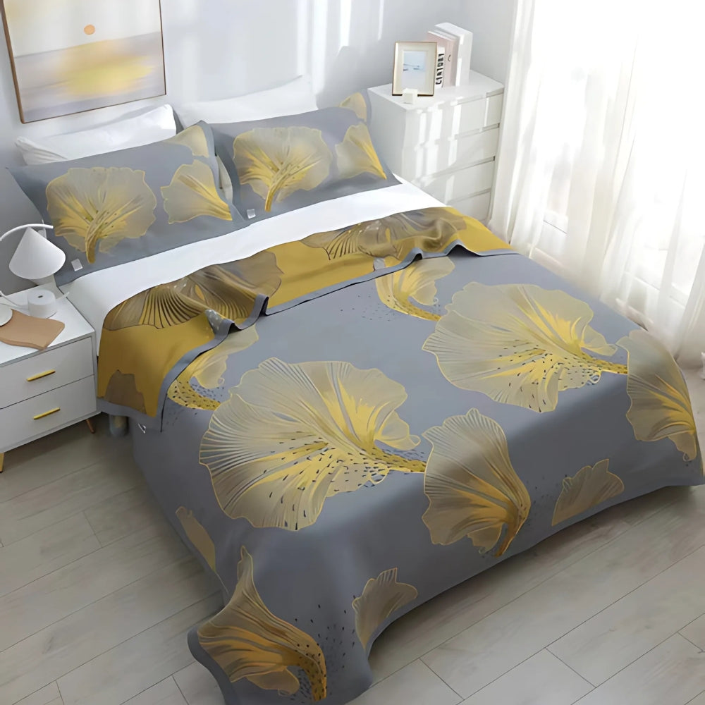 Vendbart bomullspledd med kallaliljer – 79"x90.5"