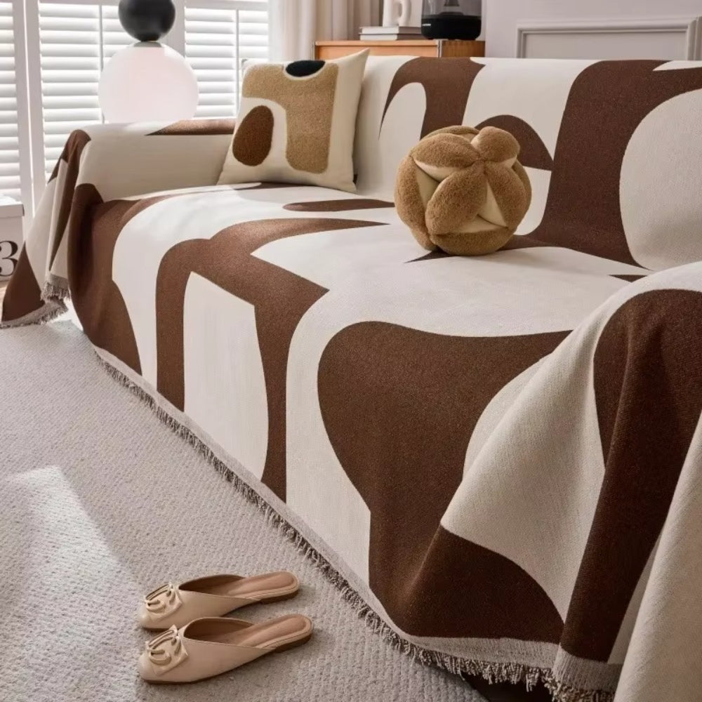 Harper luksuriøst chenille-sofatrekk – Brun