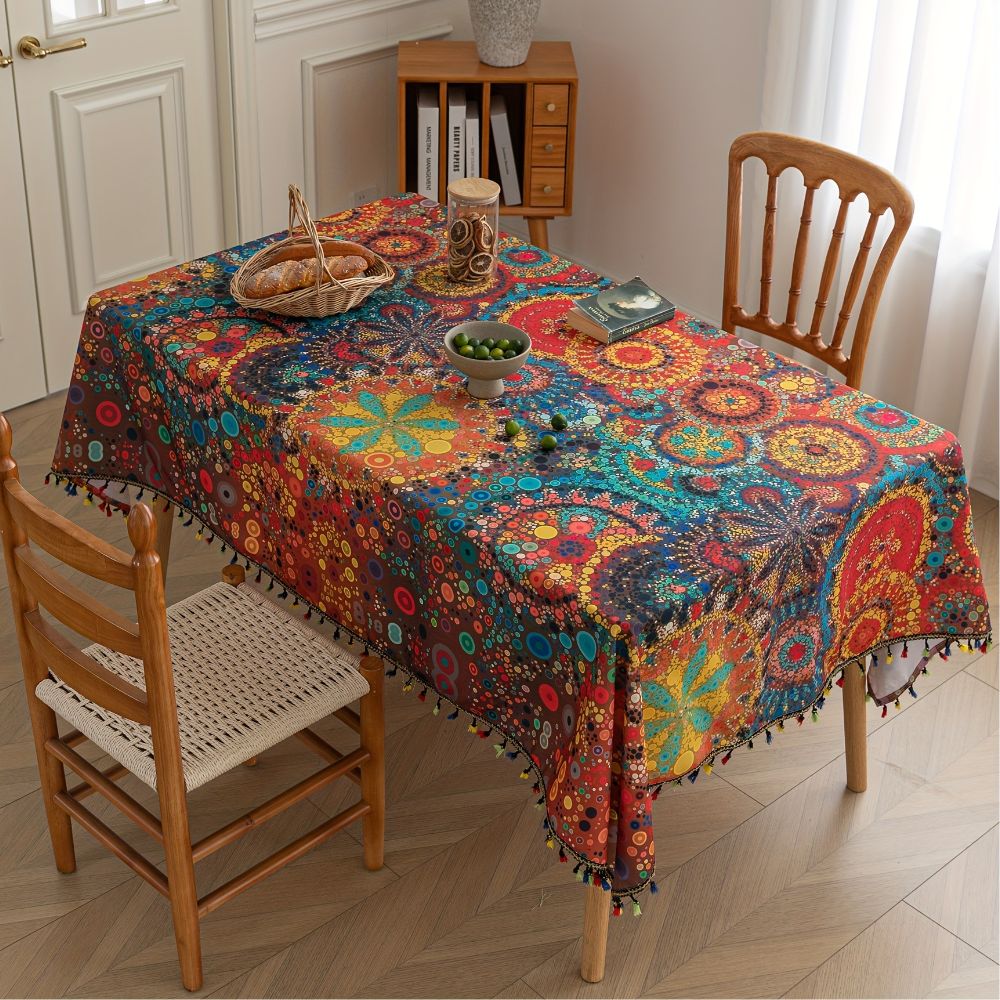 Hypno Bloom duk med dusker – 59"x59"