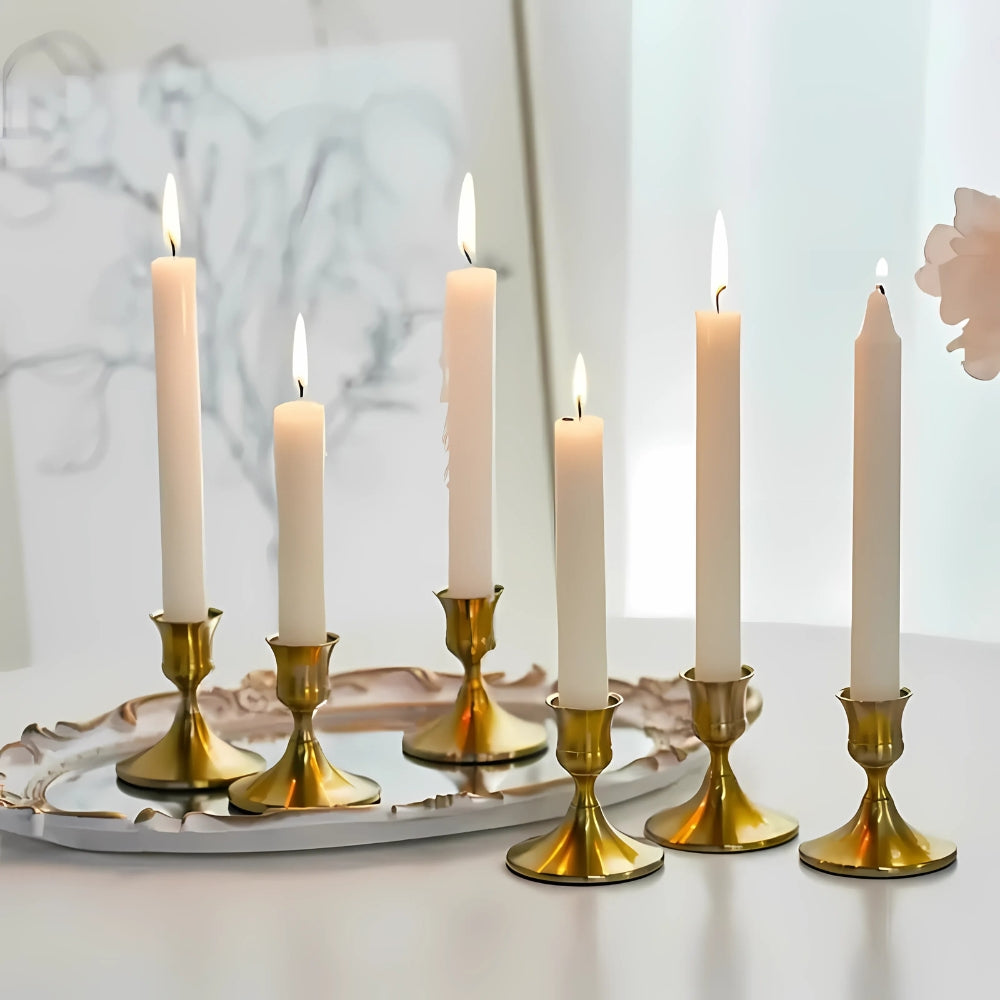 Skinnende vintage lysestaker | Sett med 2 – Antique Gull