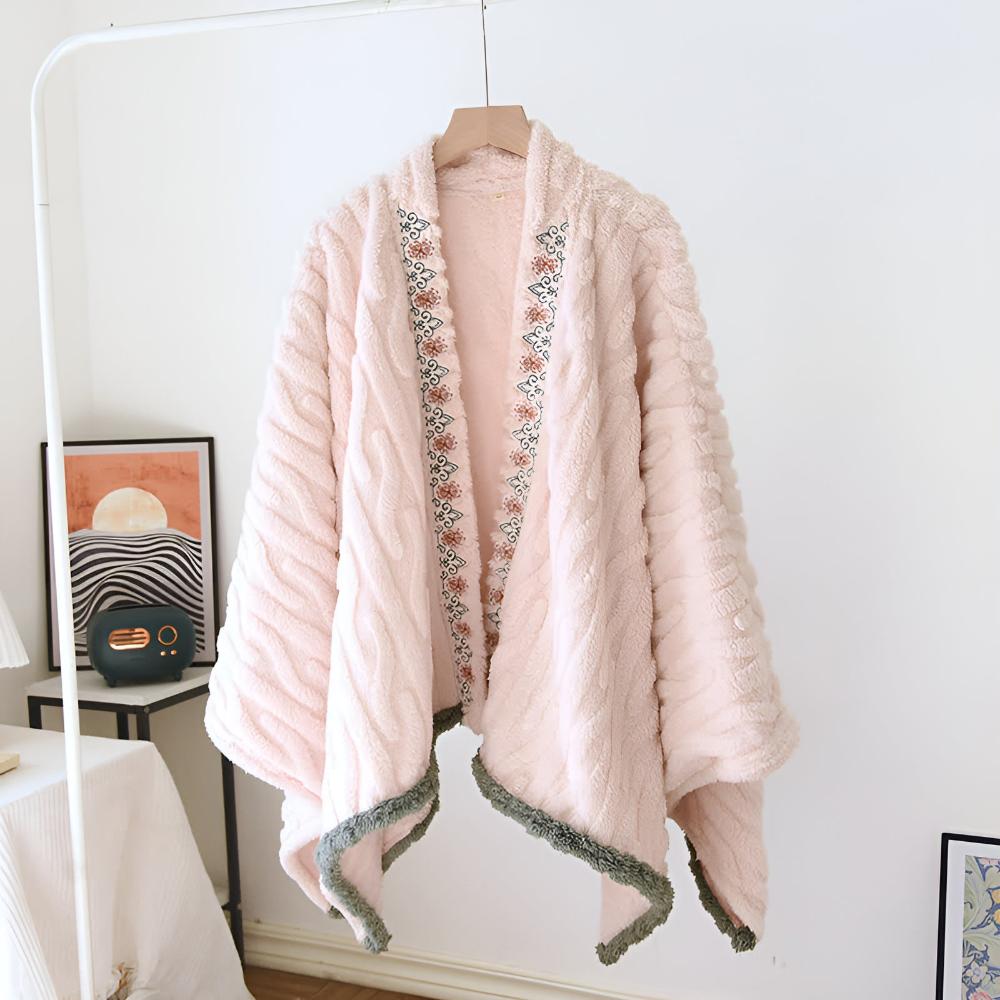 Brodert varmt sjal i fleece
