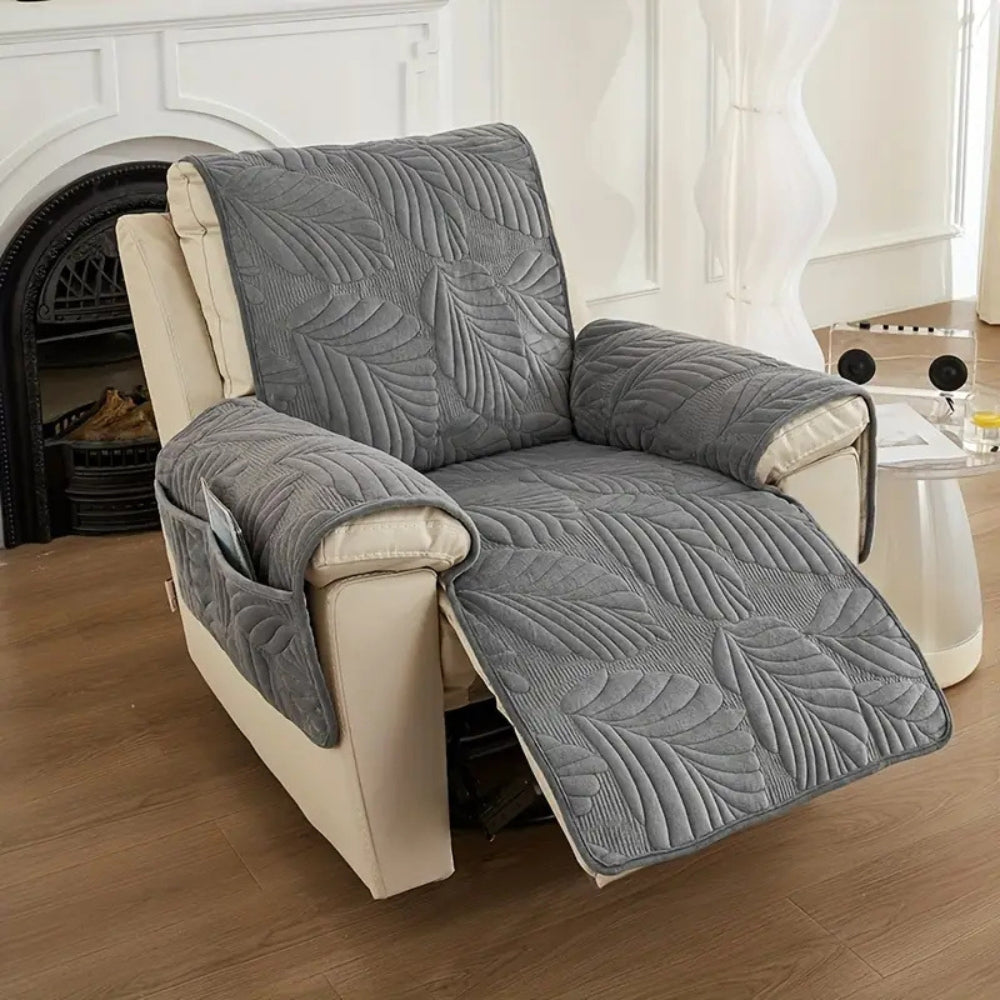 Trekk til reclinerstol med frodig bladmønster – Beige