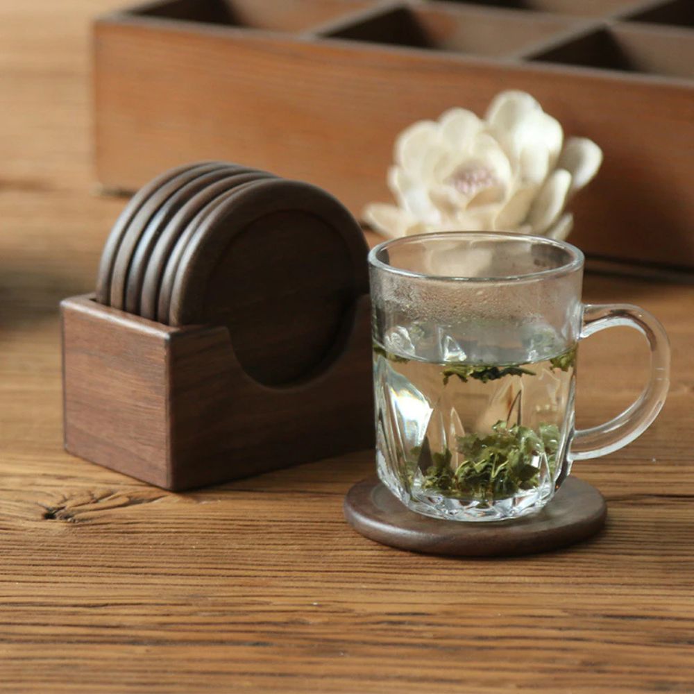 Glassbrikker i tre i japansk stil | Sett med 6