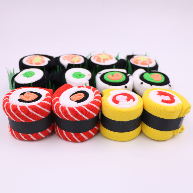 Sokkesæt med sushi-design i gaveæske