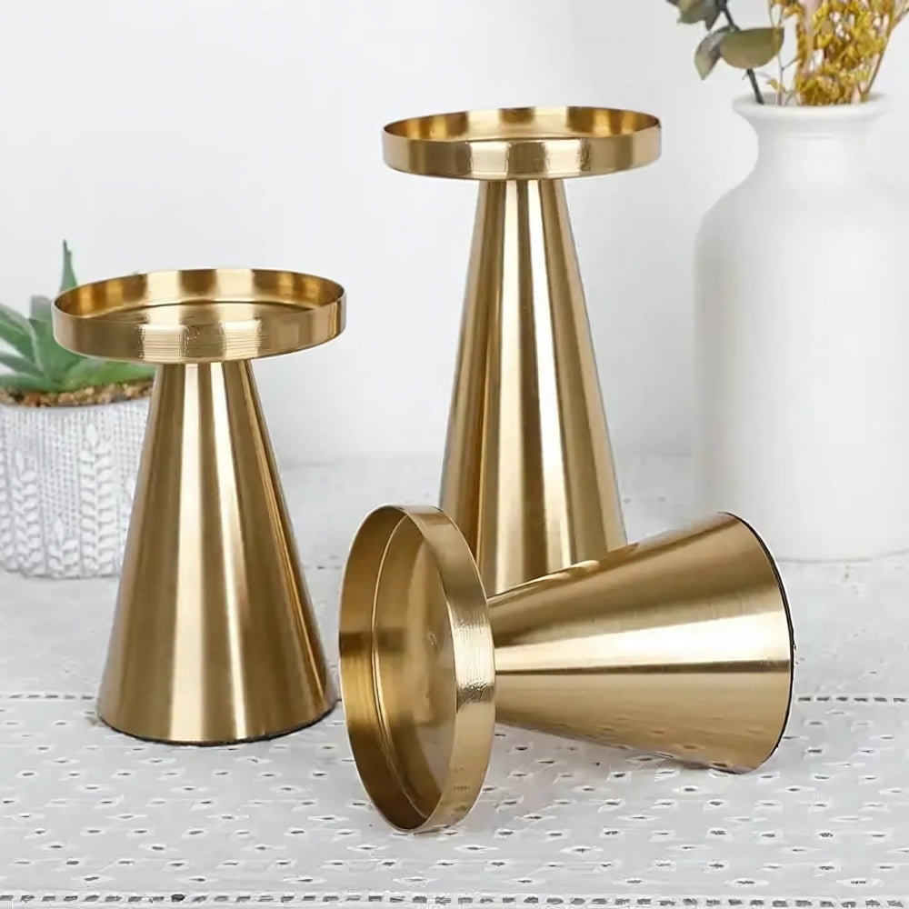 Elegante lysestaker i messing | Sett med 3
