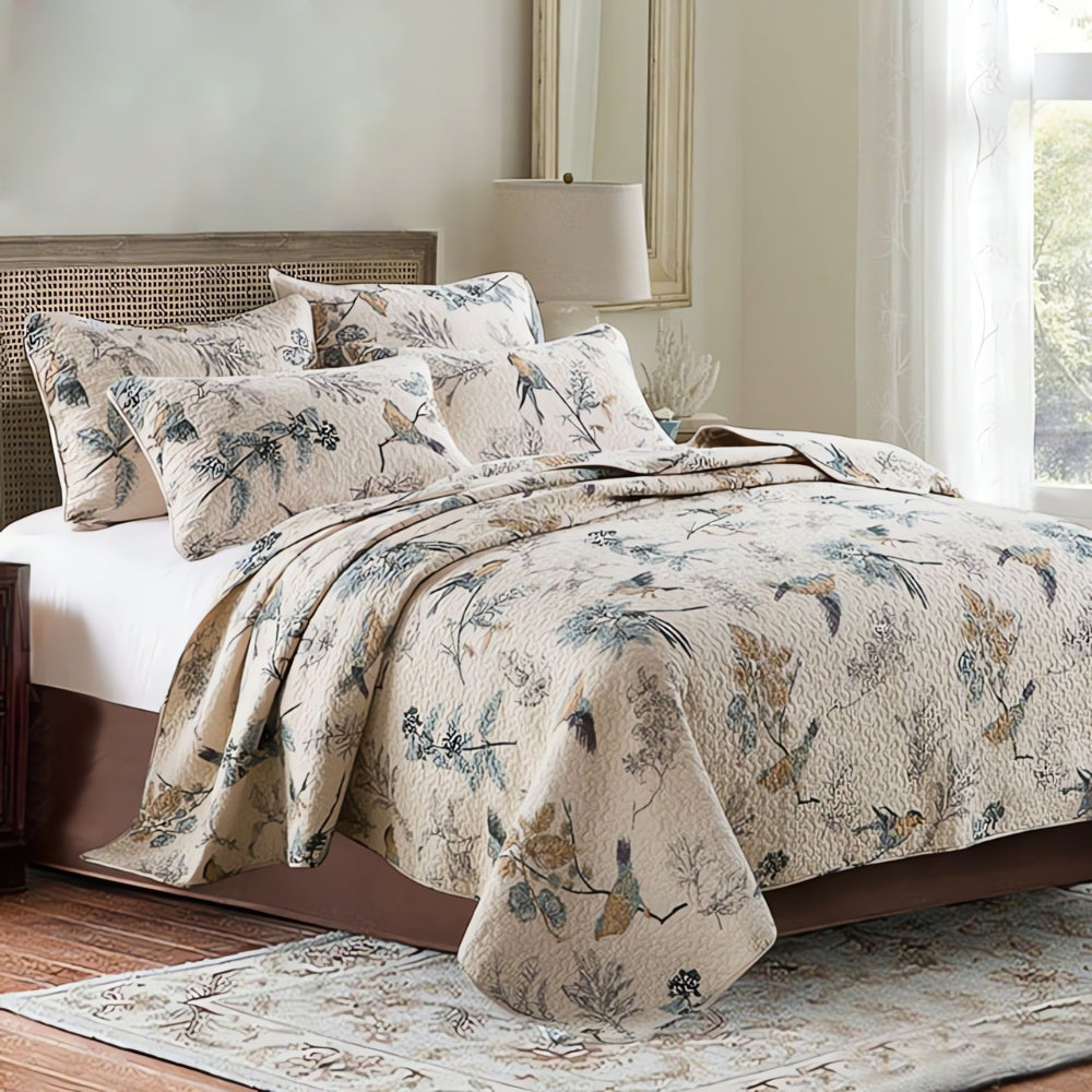 Elegant sengeteppe med blomster – King