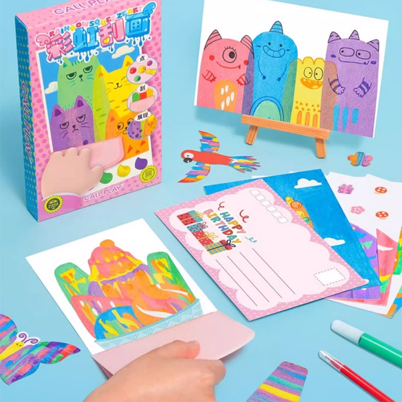 Creative Rainbow Scratch Art postkortsett for barn