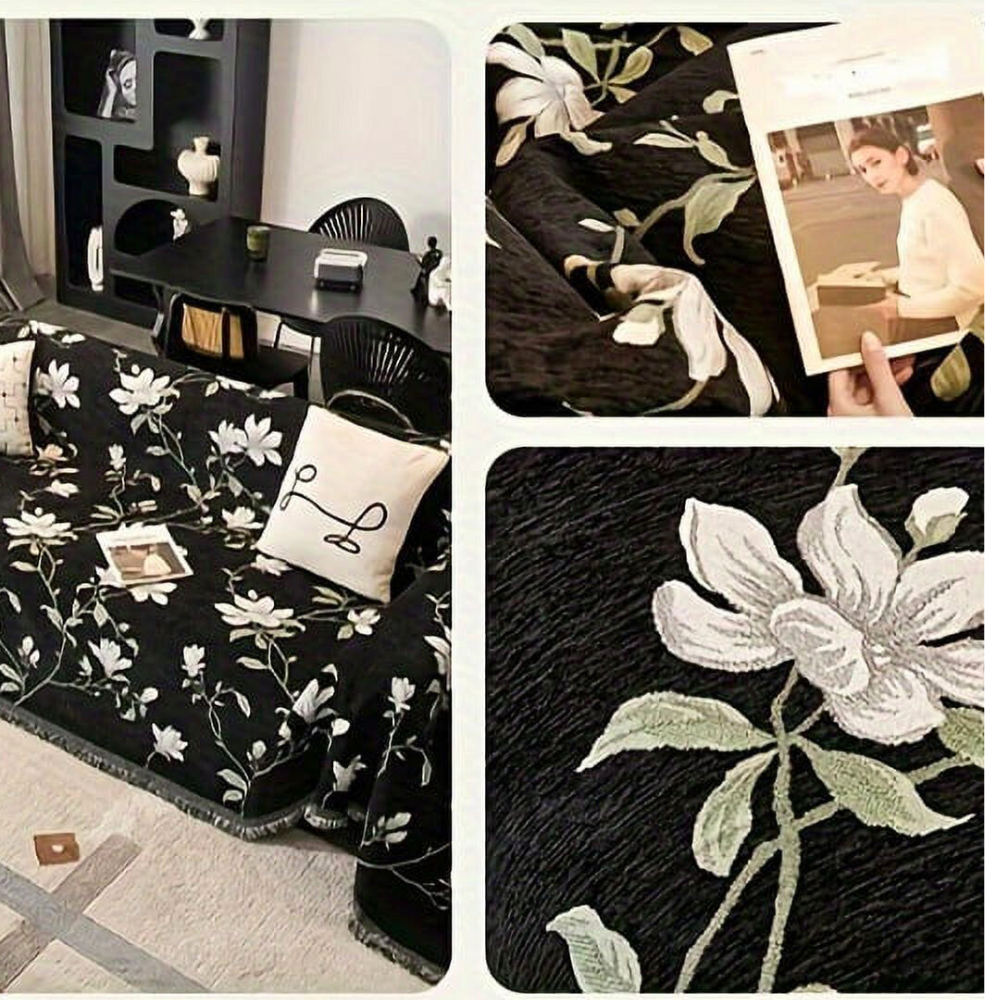 Vintage sofatrekk i blomstret chenille