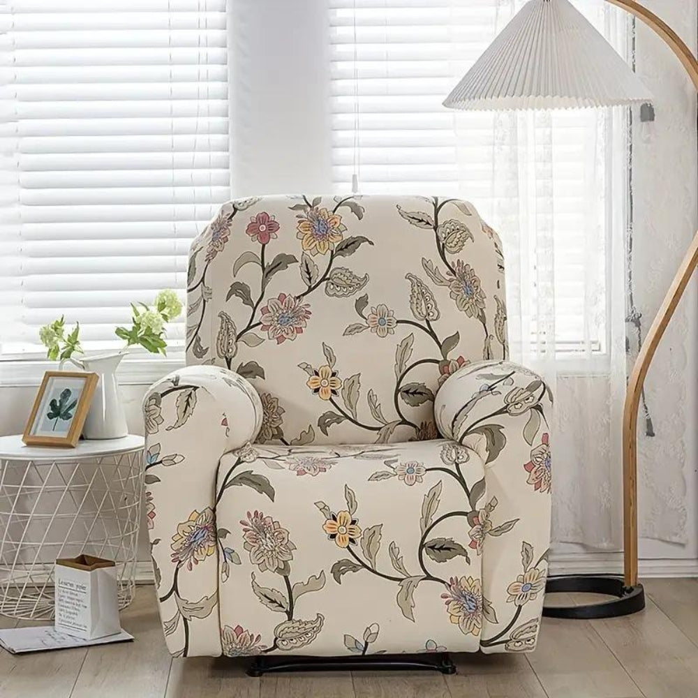 Trekk til reclinerstol med blomstermotiv