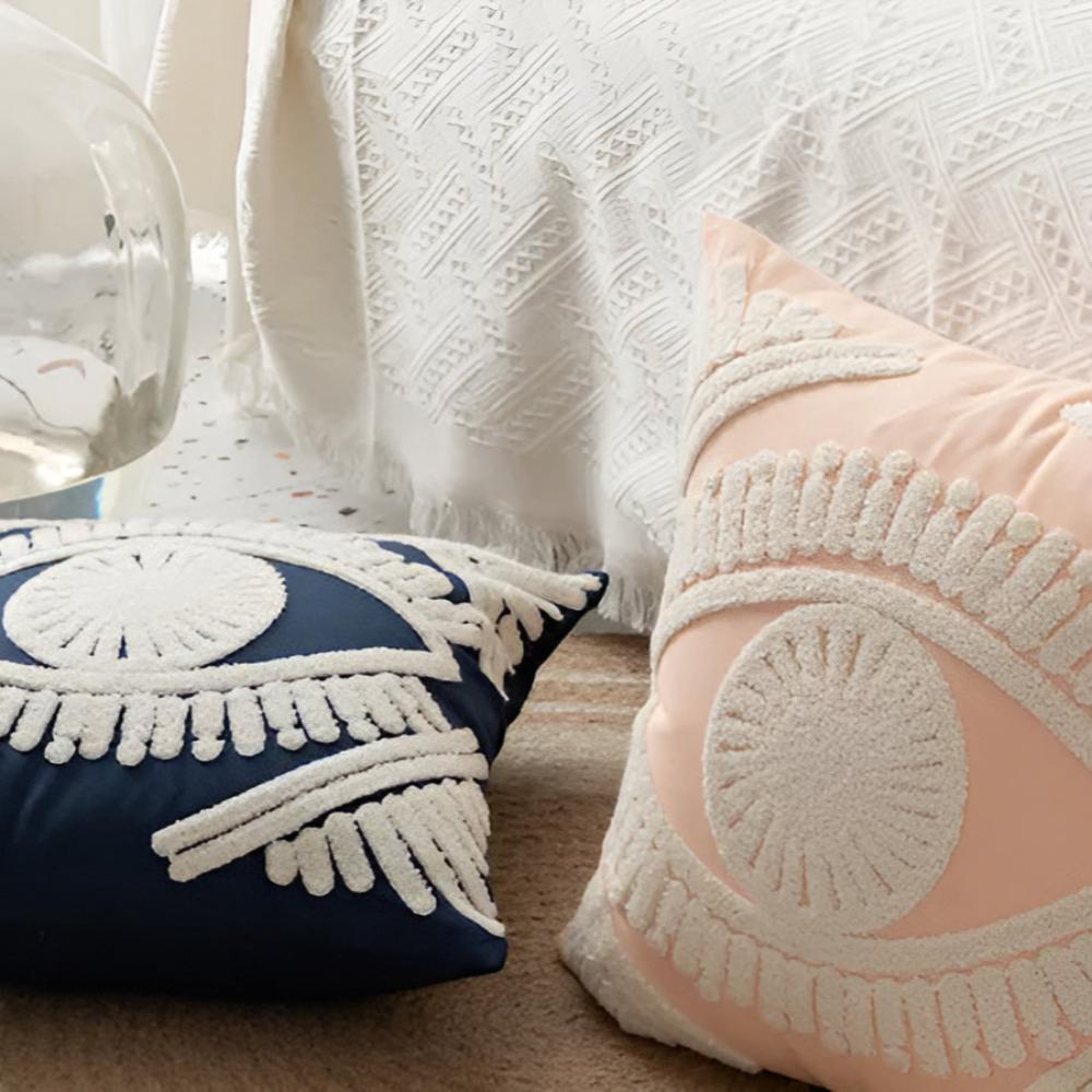 Boho-putetrekk med brodert øye