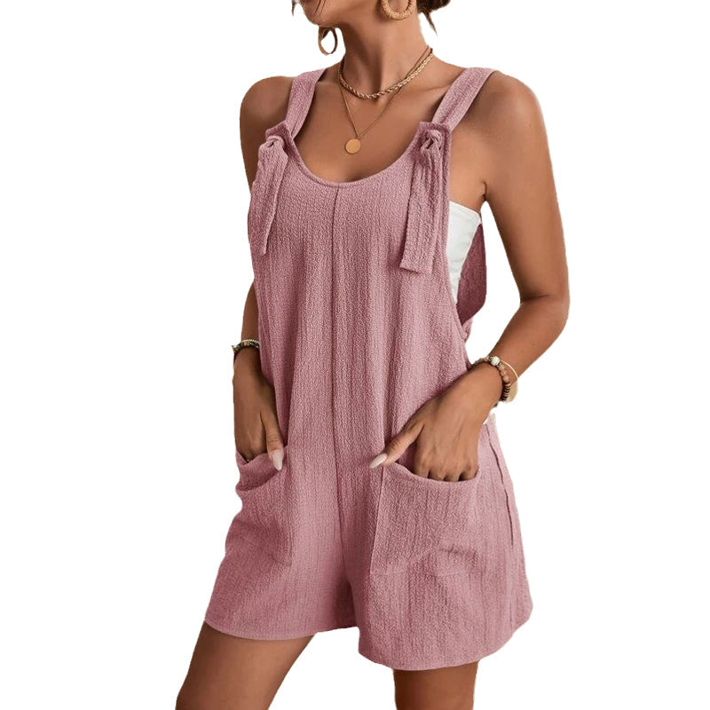 Stilig uformelle u-hals korte jumpsuits for kvinner