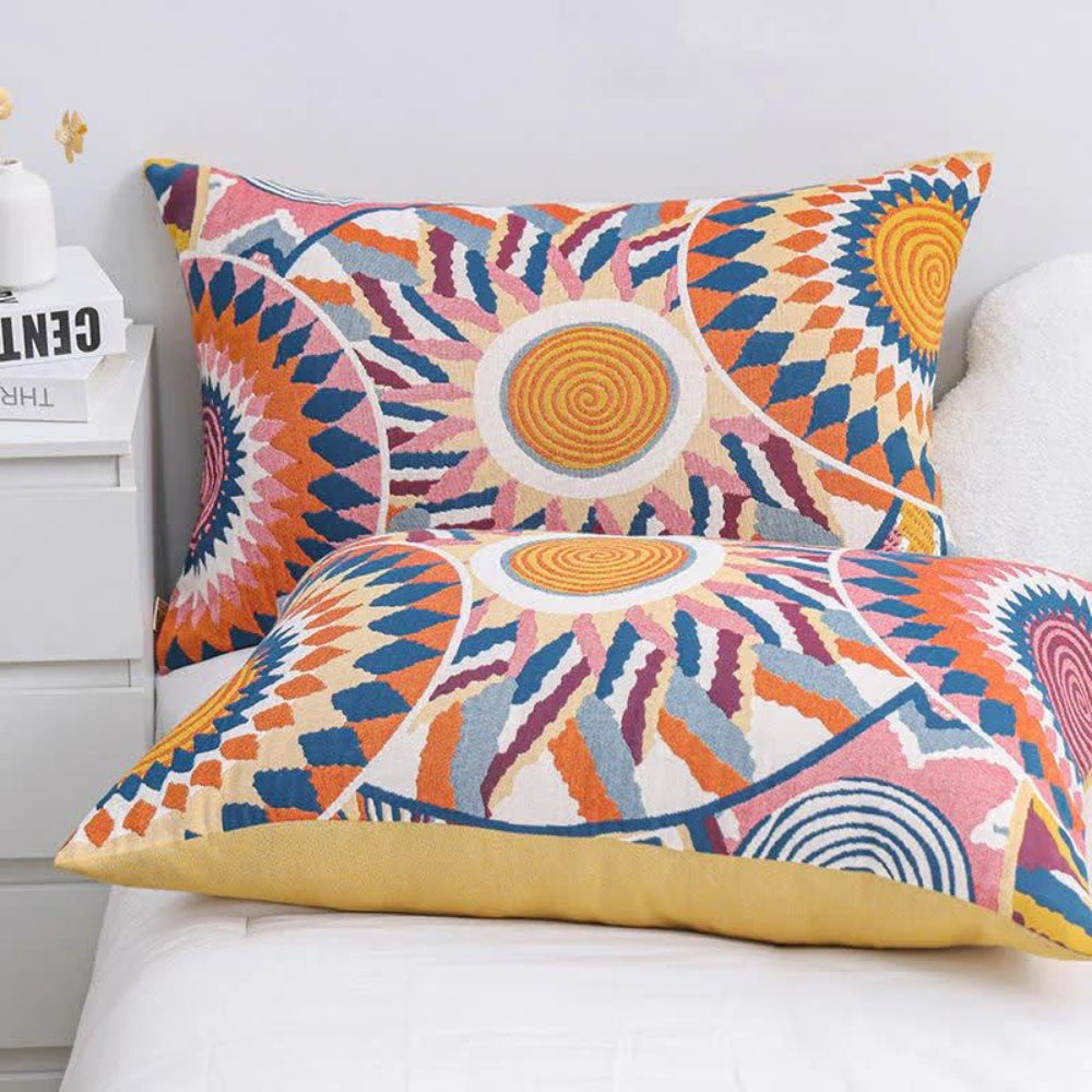 Putetrekk i bomull med knapper, nordisk soloppgang (2 stk) – 20"x30"