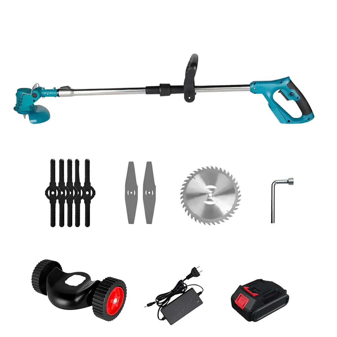 Trådløs og sammenleggbar gressklipper 36 V – justerbar høyde, hjul og 3 bladtyper