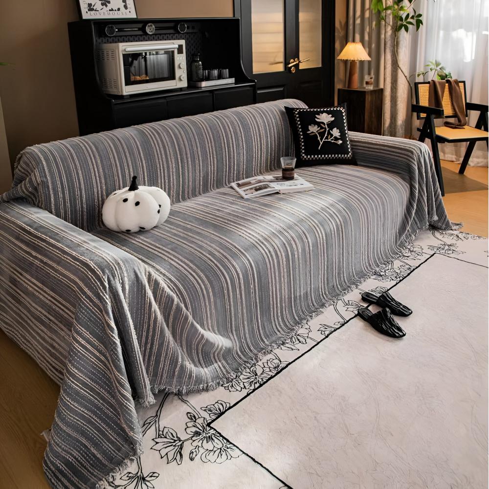 Elegant stripete sofatrekk i chenille