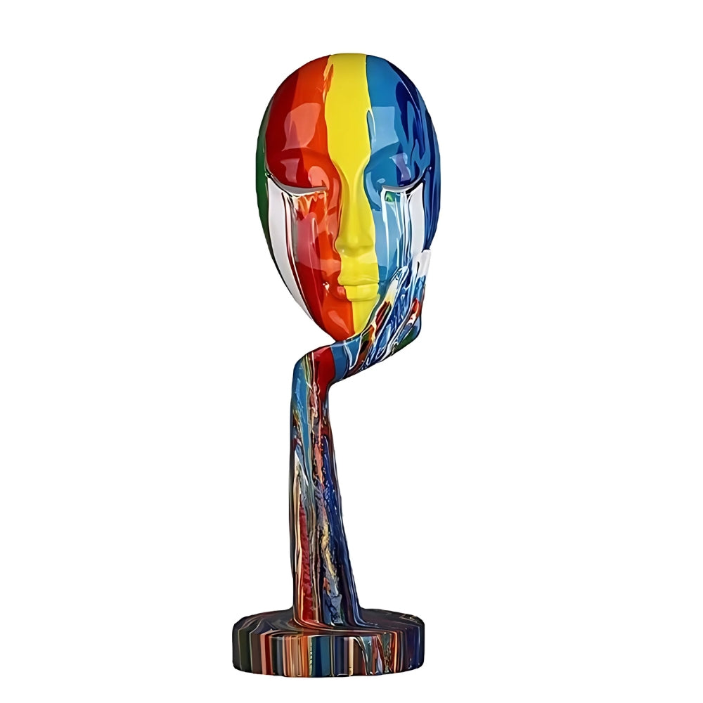 Fargerik kunstskulptur av kvinnelig tenker