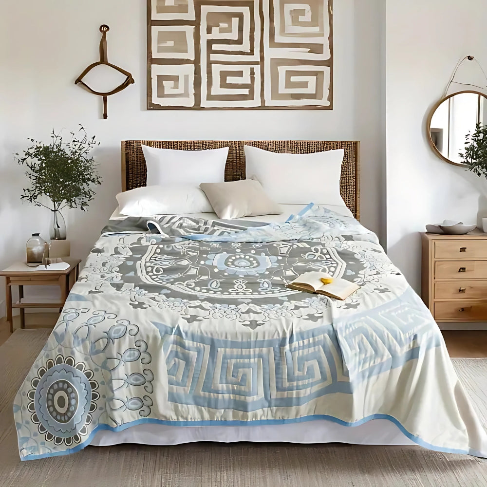 Santorini mandala bomullspledd