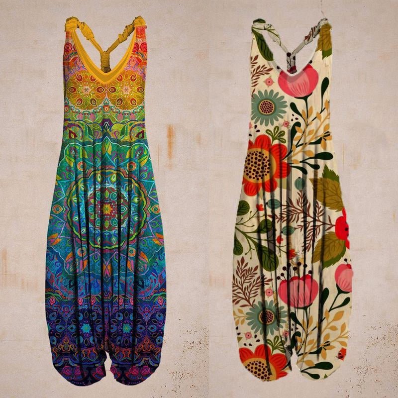 Forhåndssalg - Tanktop jumpsuit med tropisk trykk - NordHjem