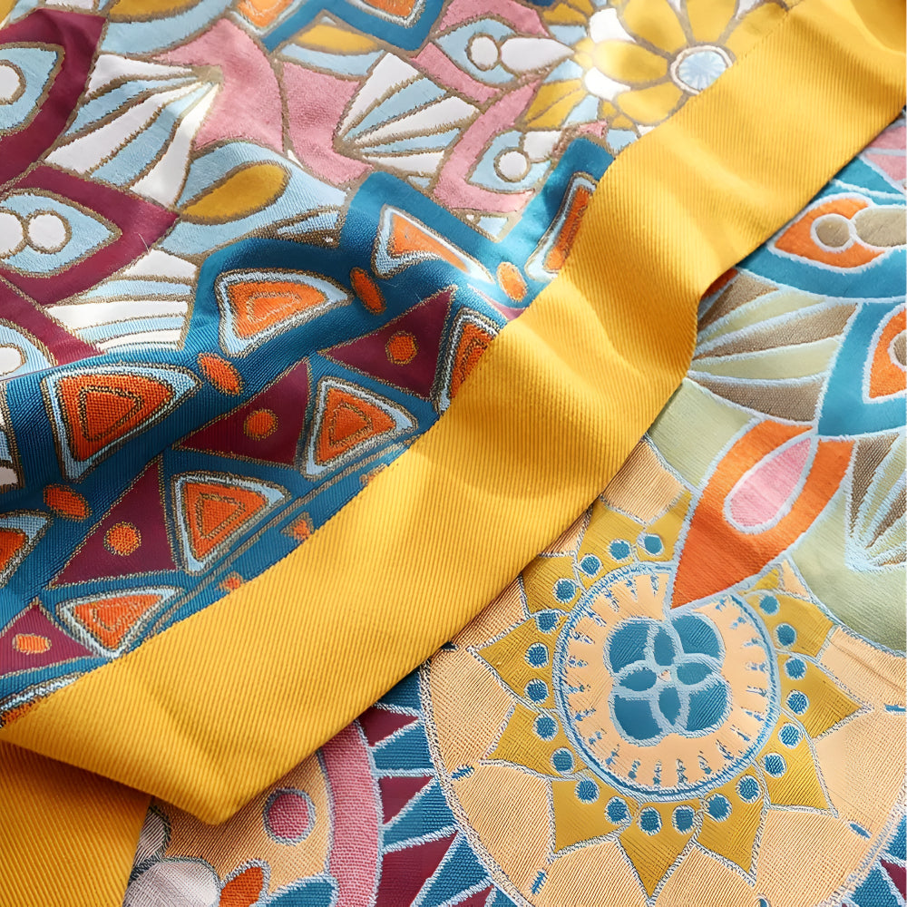 Marokkansk bomullspledd i blomsterjacquard