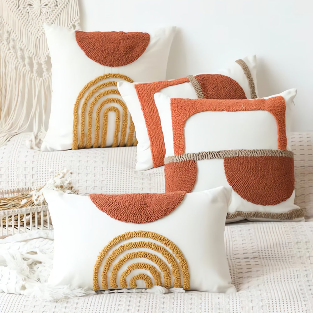 Eden brodert putetrekk med geometrisk mønster – Autumn Rosé