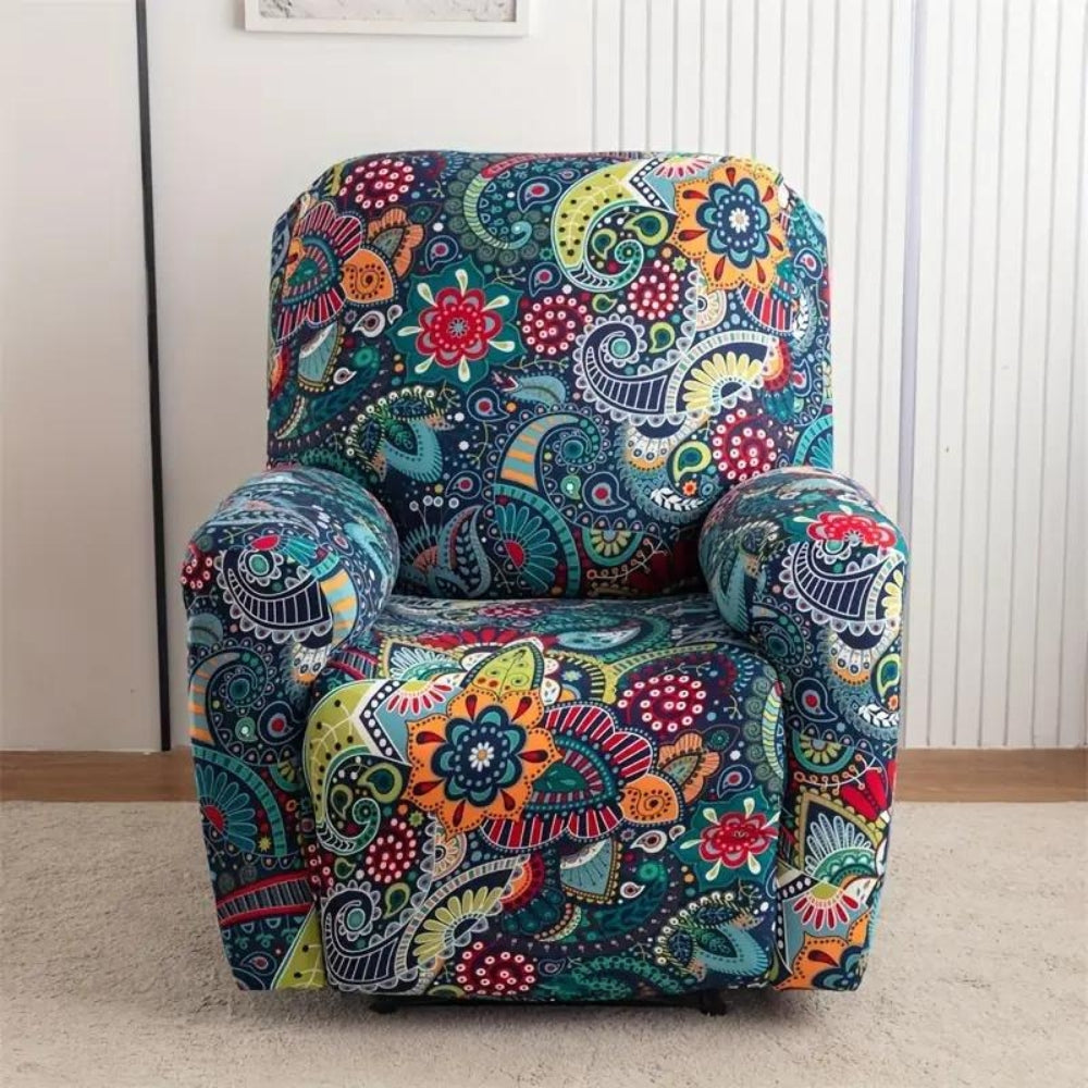 Trekk til reclinerstol med blomstermotiv