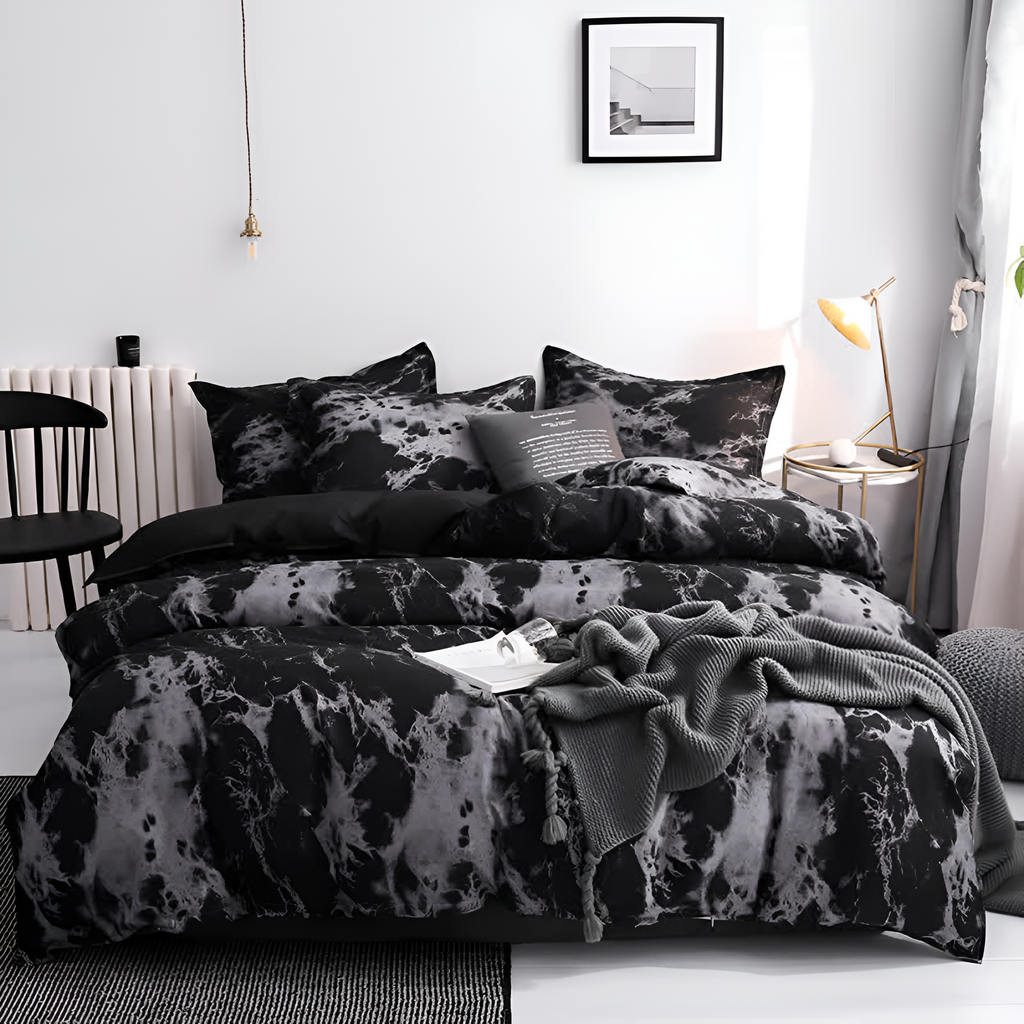 Luxe Black Marble | Dynetrekksett i 3 deler – Twin