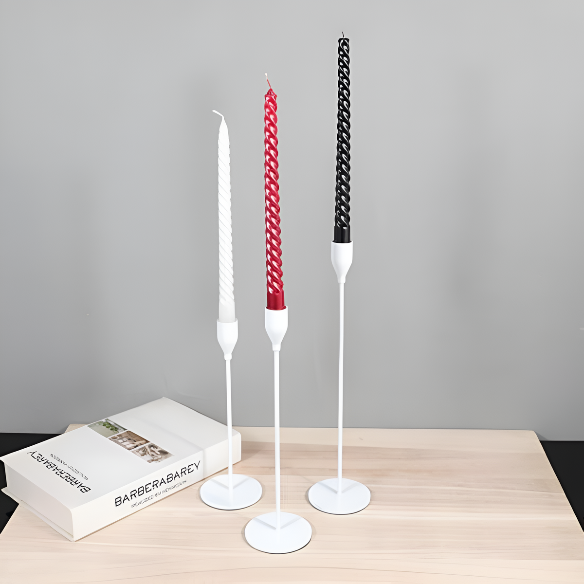 Elegante lysestaker i metall | Sett med 3