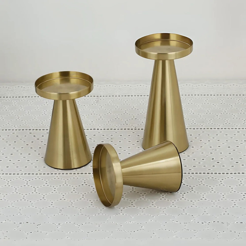Elegante lysestaker i messing | Sett med 3