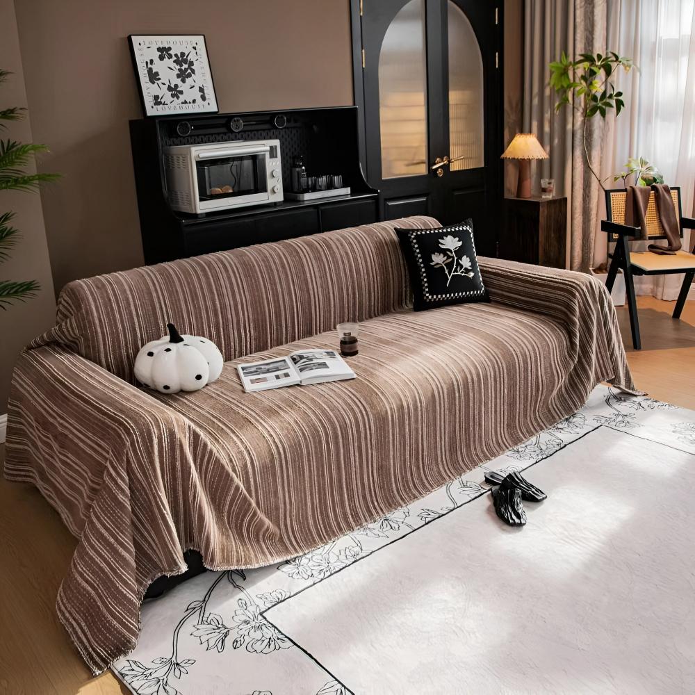 Elegant stripete sofatrekk i chenille