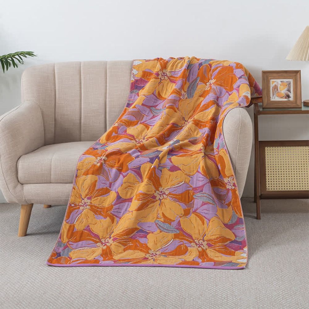Sunset Bloom badehåndkle i bomullsgas – 35"x63"