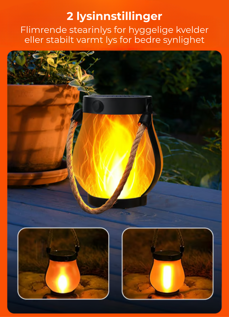 EmberGlow™ | Solcellelanterne med ægte flammeeffekt