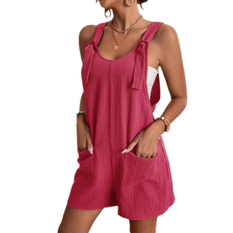 Stilig uformelle u-hals korte jumpsuits for kvinner